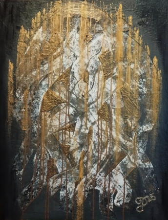 Erupce 90x70 kombinovaná technika 